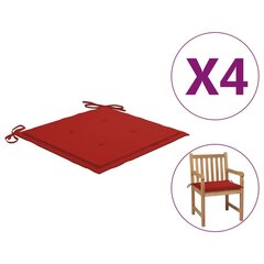 Sodo kėdės pagalvėlės, 4vnt., raudonos, 50x50x4cm, audinys kaina ir informacija | Pagalvės, užvalkalai, apsaugos | pigu.lt