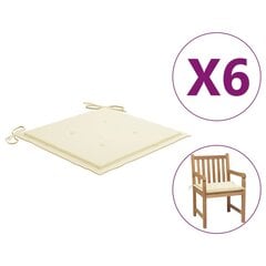 Sodo kėdės pagalvėlės, 6vnt., kreminės, 50x50x4cm, audinys kaina ir informacija | Pagalvės, užvalkalai, apsaugos | pigu.lt