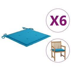 Sodo kėdės pagalvėlės, 6vnt., mėlynos, 50x50x4cm, audinys цена и информация | Подушки, наволочки, чехлы | pigu.lt