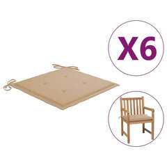 Sodo kėdės pagalvėlės, 6vnt., smėlio, 50x50x4cm, audinys kaina ir informacija | Pagalvės, užvalkalai, apsaugos | pigu.lt