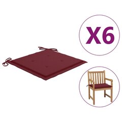 Sodo kėdės pagalvėlės, 6vnt., vyno raudonos, 50x50x4cm, audinys kaina ir informacija | Pagalvės, užvalkalai, apsaugos | pigu.lt