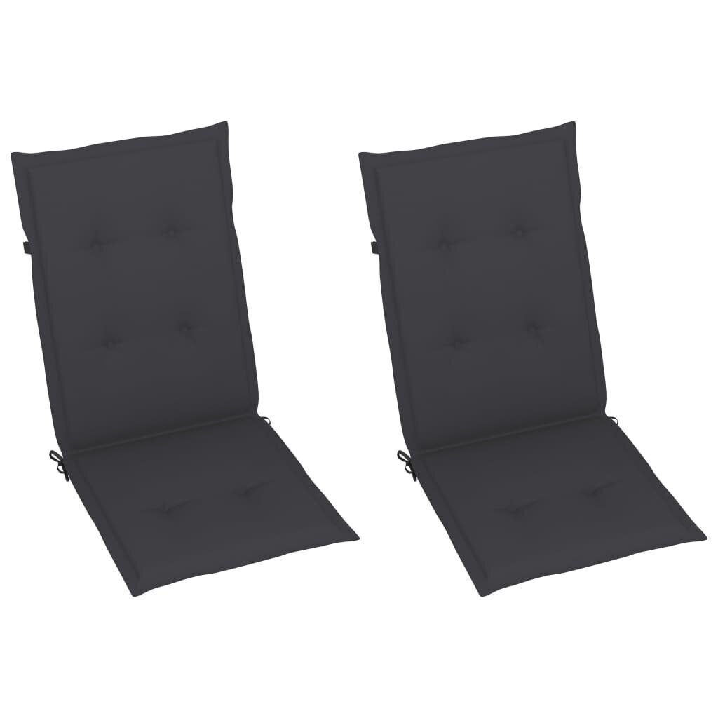 vidaXL Sodo kėdės su pagalvėlėmis, 2vnt., antracito, tikmedžio masyvas цена и информация | Lauko kėdės, foteliai, pufai | pigu.lt