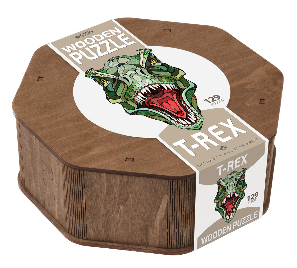 Medinė dėlionė T-REX, EWA, 129 detalės. цена и информация | Dėlionės (puzzle) | pigu.lt