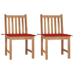 vidaXL Sodo kėdės su pagalvėlėmis, 2vnt., tikmedžio medienos masyvas kaina ir informacija | Lauko kėdės, foteliai, pufai | pigu.lt