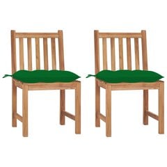 vidaXL Sodo kėdės su pagalvėlėmis, 2vnt., tikmedžio medienos masyvas цена и информация | Садовые стулья, кресла, пуфы | pigu.lt