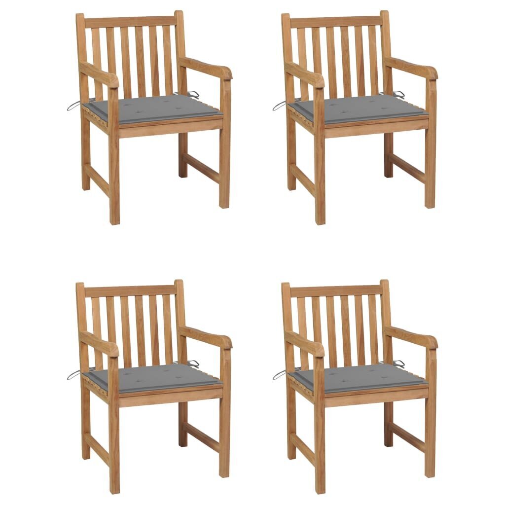 Sodo kėdės su pilkomis pagalvėlėmis, 4 vnt, rudos kaina ir informacija | Lauko kėdės, foteliai, pufai | pigu.lt