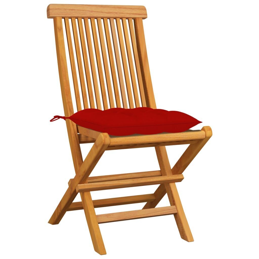 Sodo kėdės su raudonomis pagalvėlėmis, 4 vnt. kaina ir informacija | Lauko kėdės, foteliai, pufai | pigu.lt