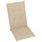 vidaXL Sodo kėdės su smėlio spalvos pagalvėlėmis, 2vnt., tikmedis kaina ir informacija | Lauko kėdės, foteliai, pufai | pigu.lt
