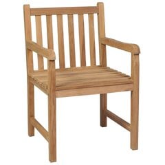vidaXL Sodo kėdės su smėlio spalvos pagalvėlėmis, 6vnt., tikmedis kaina ir informacija | Lauko kėdės, foteliai, pufai | pigu.lt