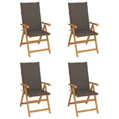 vidaXL Sodo kėdės su taupe spalvos pagalvėlėmis, 4vnt., tikmedis kaina ir informacija | Lauko kėdės, foteliai, pufai | pigu.lt