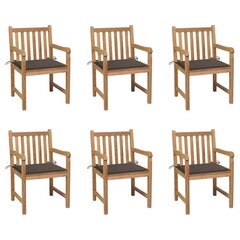 vidaXL Sodo kėdės su taupe spalvos pagalvėlėmis, 6vnt., tikmedis kaina ir informacija | Lauko kėdės, foteliai, pufai | pigu.lt