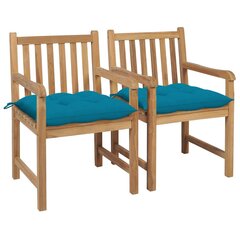 Sodo kėdės su šviesiai mėlynomis pagalvėlėmis, 2vnt. kaina ir informacija | Lauko kėdės, foteliai, pufai | pigu.lt