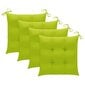 vidaXL Sodo kėdės su žaliomis pagalvėlėmis, 4vnt., tikmedžio masyvas цена и информация | Lauko kėdės, foteliai, pufai | pigu.lt