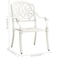 vidaXL Sodo kėdės, 2vnt., baltos spalvos, lietas aliuminis цена и информация | Садовые стулья, кресла, пуфы | pigu.lt