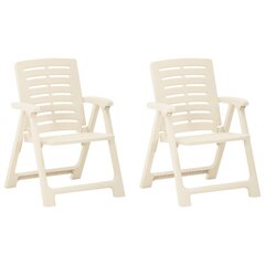 vidaXL Sodo kėdės, 2vnt., baltos spalvos, plastikas цена и информация | Садовые стулья, кресла, пуфы | pigu.lt