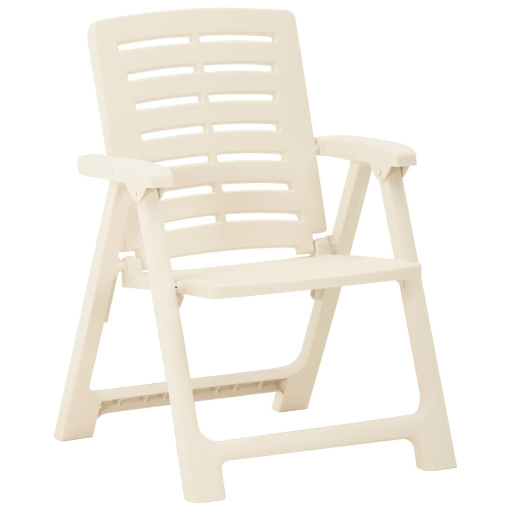 vidaXL Sodo kėdės, 2vnt., baltos spalvos, plastikas kaina ir informacija | Lauko kėdės, foteliai, pufai | pigu.lt