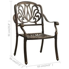 vidaXL Sodo kėdės, 2vnt., bronzinės spalvos, lietas aliuminis kaina ir informacija | Lauko kėdės, foteliai, pufai | pigu.lt