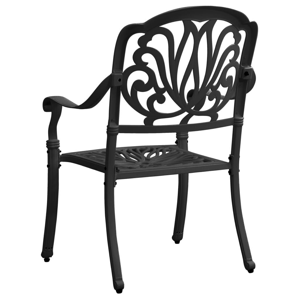 vidaXL Sodo kėdės, 2vnt., juodos spalvos, lietas aliuminis цена и информация | Lauko kėdės, foteliai, pufai | pigu.lt