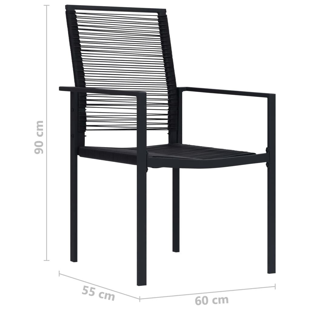 vidaXL Sodo kėdės, 2vnt., juodos spalvos, PVC ratanas kaina ir informacija | Lauko kėdės, foteliai, pufai | pigu.lt
