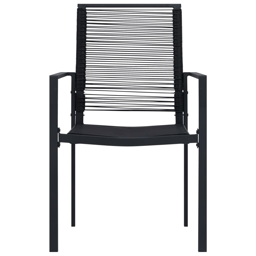 vidaXL Sodo kėdės, 2vnt., juodos spalvos, PVC ratanas kaina ir informacija | Lauko kėdės, foteliai, pufai | pigu.lt