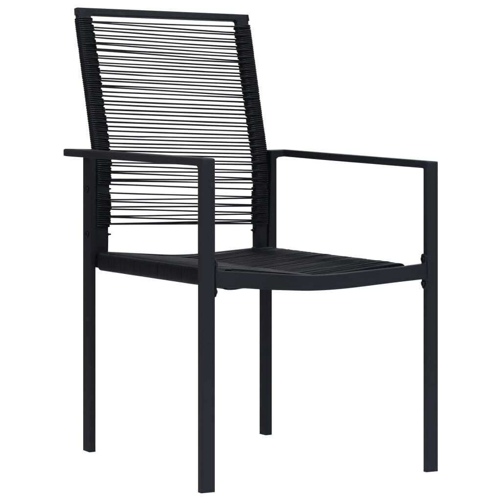 vidaXL Sodo kėdės, 2vnt., juodos spalvos, PVC ratanas цена и информация | Lauko kėdės, foteliai, pufai | pigu.lt