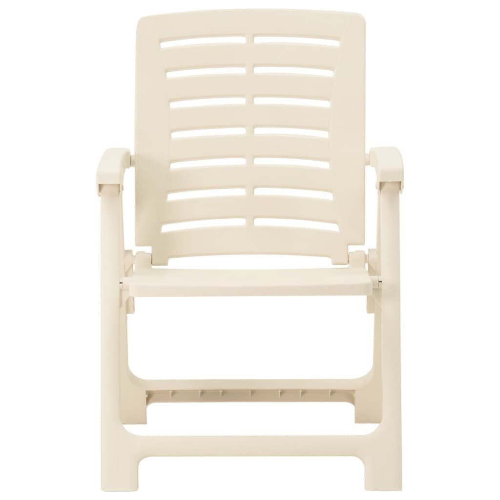 vidaXL Sodo kėdės, 4vnt., baltos spalvos, plastikas kaina ir informacija | Lauko kėdės, foteliai, pufai | pigu.lt