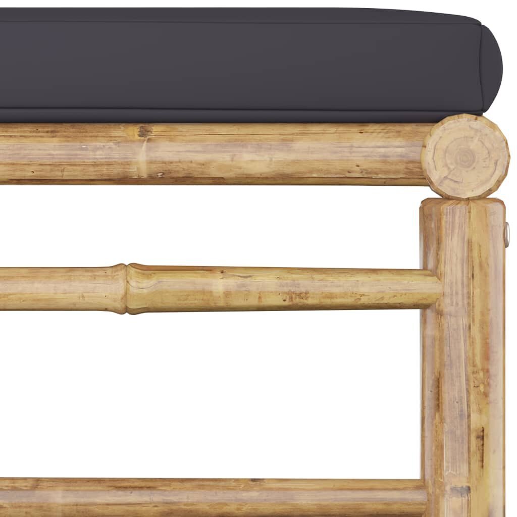 vidaXL Sodo pakoja su tamsiai pilka pagalvėle, bambukas kaina ir informacija | Lauko kėdės, foteliai, pufai | pigu.lt