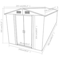 vidaXL Sodo pašiūrė, ruda, 257x779x181cm, galvanizuotas plienas kaina ir informacija | Sodo nameliai, malkinės, pastogės | pigu.lt