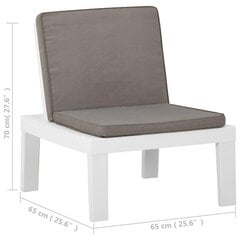 vidaXL Sodo poilsio kėdė su pagalvėle, baltos spalvos, plastikas kaina ir informacija | Lauko kėdės, foteliai, pufai | pigu.lt