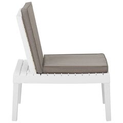 vidaXL Sodo poilsio kėdė su pagalvėle, baltos spalvos, plastikas цена и информация | Садовые стулья, кресла, пуфы | pigu.lt