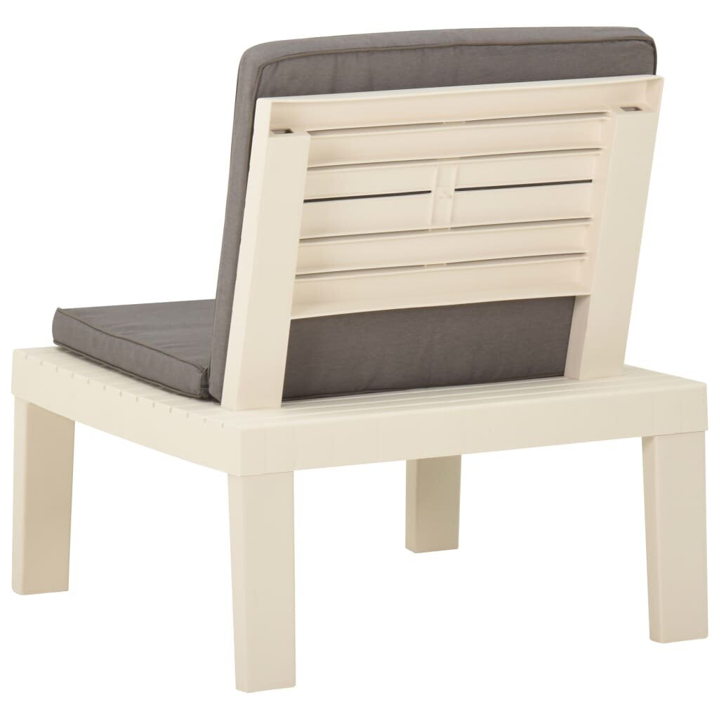 Sodo poilsio kėdės su pagalvėlėmis, 2vnt., baltos, plastikas kaina ir informacija | Lauko kėdės, foteliai, pufai | pigu.lt