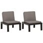 vidaXL Sodo poilsio kėdės su pagalvėlėmis, 2vnt., pilkos, plastikas kaina ir informacija | Lauko kėdės, foteliai, pufai | pigu.lt