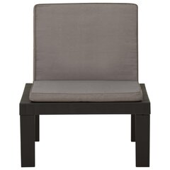 vidaXL Sodo poilsio kėdės su pagalvėlėmis, 2vnt., pilkos, plastikas kaina ir informacija | Lauko kėdės, foteliai, pufai | pigu.lt