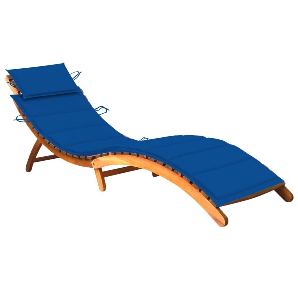vidaXL Sodo saulės gultas su čiužinuku, akacijos medienos masyvas kaina ir informacija | Gultai | pigu.lt