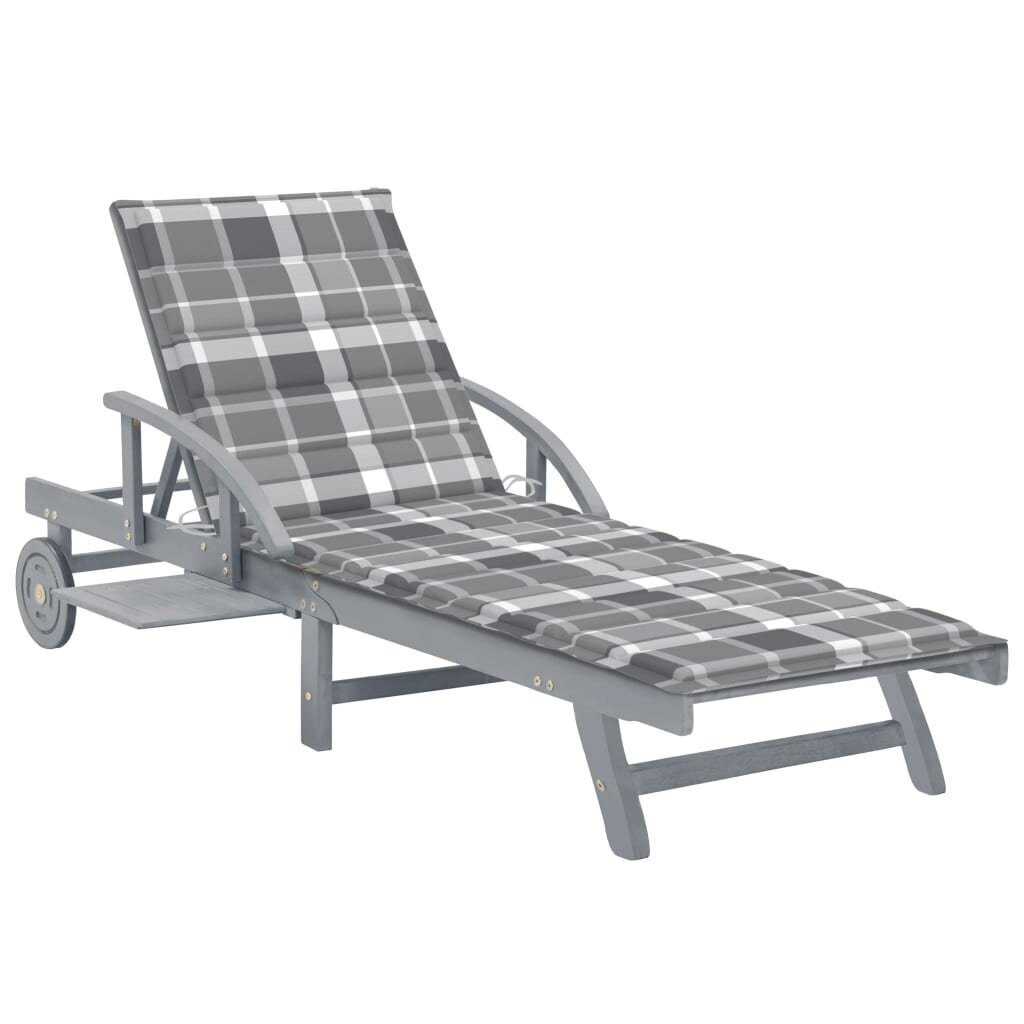 vidaXL Sodo saulės gultas su čiužinuku, akacijos medienos masyvas kaina ir informacija | Gultai | pigu.lt