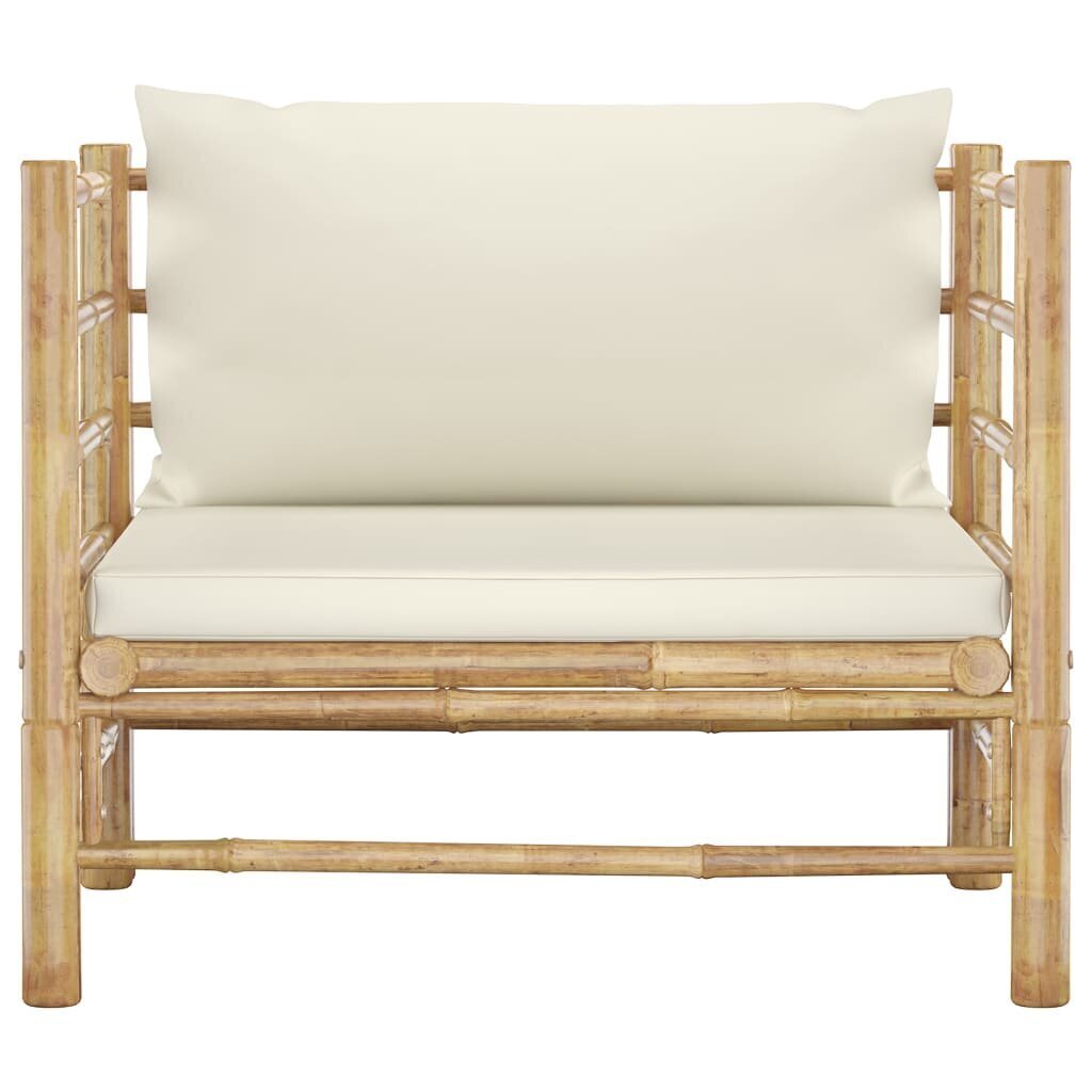 vidaXL Sodo sofa su kreminėmis pagalvėlėmis, bambukas цена и информация | Lauko kėdės, foteliai, pufai | pigu.lt