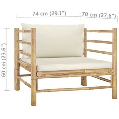 vidaXL Sodo sofa su kreminėmis pagalvėlėmis, bambukas цена и информация | Садовые стулья, кресла, пуфы | pigu.lt