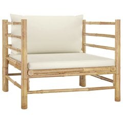 vidaXL Sodo sofa su kreminėmis pagalvėlėmis, bambukas цена и информация | Садовые стулья, кресла, пуфы | pigu.lt