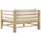 vidaXL Sodo sofa su kreminėmis pagalvėlėmis, bambukas kaina ir informacija | Lauko kėdės, foteliai, pufai | pigu.lt