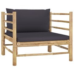 vidaXL Sodo sofa su tamsiai pilkomis pagalvėlėmis, bambukas kaina ir informacija | Lauko kėdės, foteliai, pufai | pigu.lt