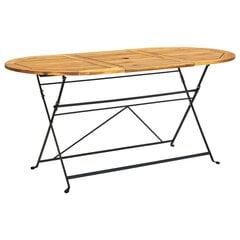 vidaXL Sodo stalas, 160x85x74cm, akacijos masyvas, ovalo forma kaina ir informacija | Lauko stalai, staliukai | pigu.lt