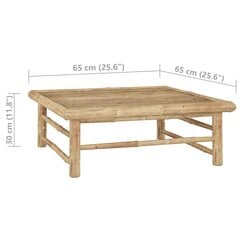vidaXL Sodo stalas, 65x65x30cm, bambukas kaina ir informacija | Lauko stalai, staliukai | pigu.lt