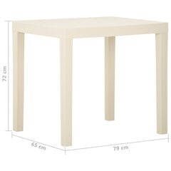 vidaXL Sodo stalas, baltos spalvos, 79x65x72cm, plastikas kaina ir informacija | Lauko stalai, staliukai | pigu.lt
