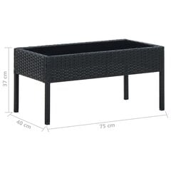 vidaXL Sodo stalas, juodos spalvos, 75x40x37cm, poliratanas kaina ir informacija | Lauko stalai, staliukai | pigu.lt