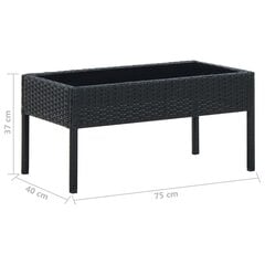 vidaXL Sodo stalas, juodos spalvos, 75x40x37cm, poliratanas цена и информация | Садовые столы, столики | pigu.lt