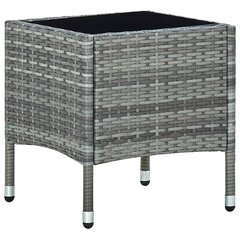 vidaXL Sodo stalas, pilkos spalvos, 40x40x45, poliratanas  kaina ir informacija | Lauko stalai, staliukai | pigu.lt