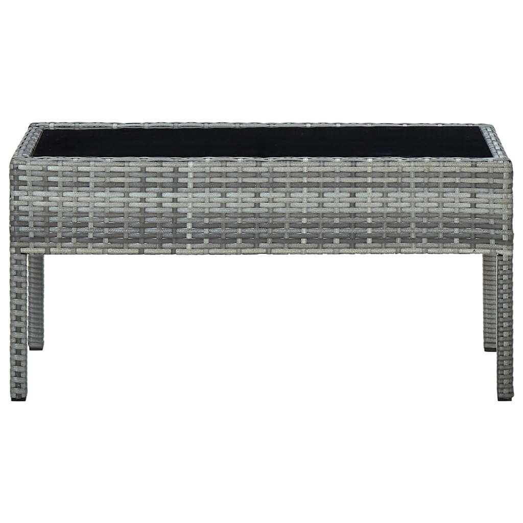 vidaXL Sodo stalas, pilkos spalvos, 75x40x37cm, poliratanas kaina ir informacija | Lauko stalai, staliukai | pigu.lt