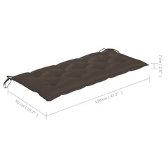 vidaXL Sodo suoliukas su pagalvėle, 120cm, akacijos medienos masyvas kaina ir informacija | Lauko suolai | pigu.lt