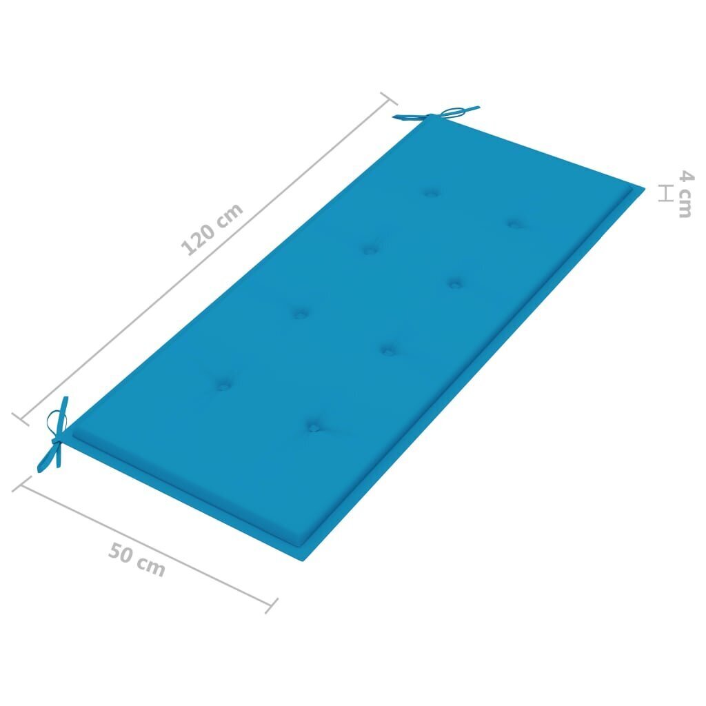 vidaXL Sodo suoliukas su pagalvėle, 120cm, bambukas цена и информация | Lauko suolai | pigu.lt