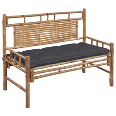 vidaXL Sodo suoliukas su pagalvėle, 120cm, bambukas (41504+314944) kaina ir informacija | Lauko suolai | pigu.lt